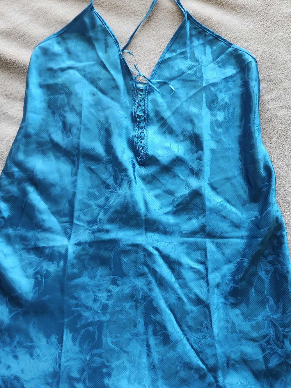 Women’s Blue Satin V-Neck Slip